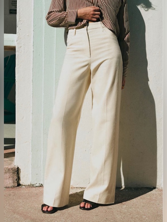 Sezane Pants - Sezane Soan Trousers – Ecru Natural Linen Blend (Size US 8 / FR 40) NWT
